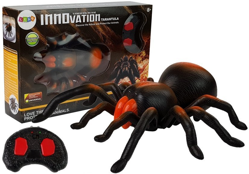 Obrovský diaľkovo ovládaný pavúk LEAN Toys s batériami, čierno-oranžový, pre deti