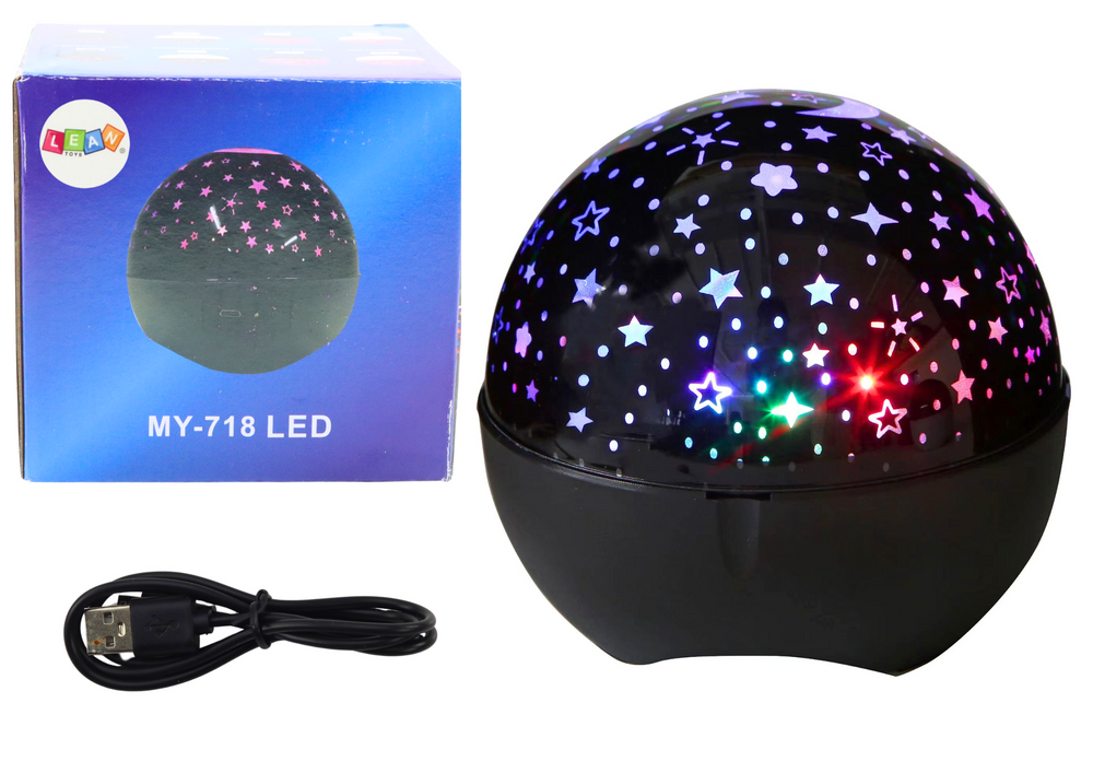 Projektor hviezd, nočná lampa a reproduktor 2 v 1, čierny