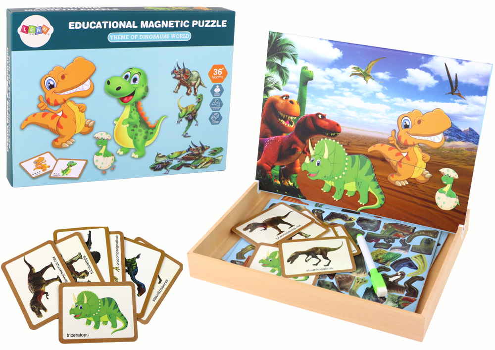 Sada Vzdělávacích Magnetických Puzzle s Dinosaury