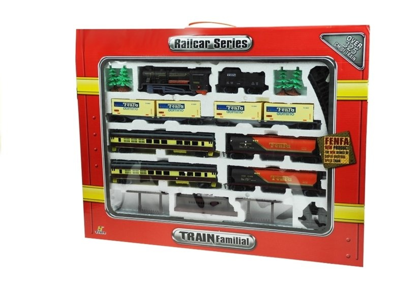 Vlaková sada LEAN Toys s 7 vagóny, osvětlení, 10 m tratí — Detail