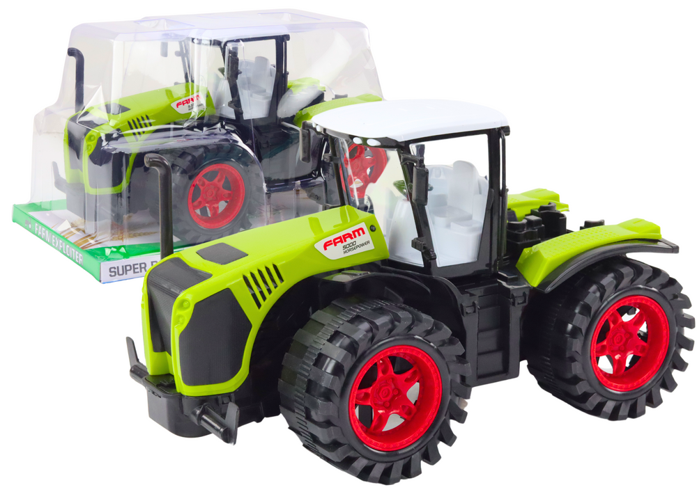 Velký Zemědělský Traktor s Třecím Pohonem v Zelené Barvě