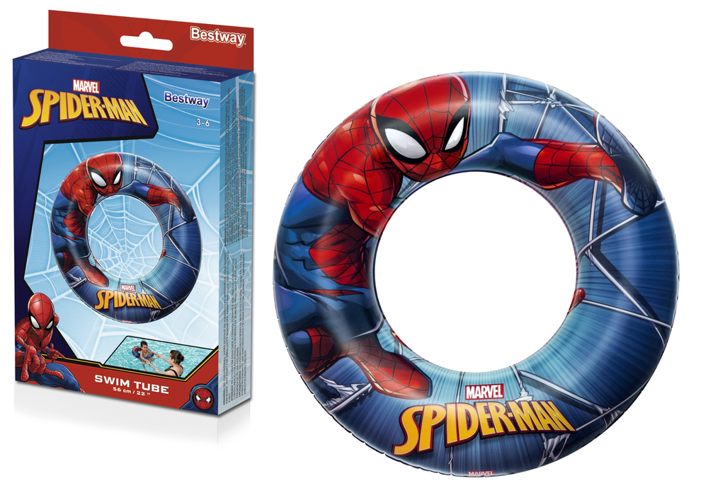 Plovací kruh Spider-Man 56 cm Bestway s bezpečnostním ventilem pro děti 3-6 let