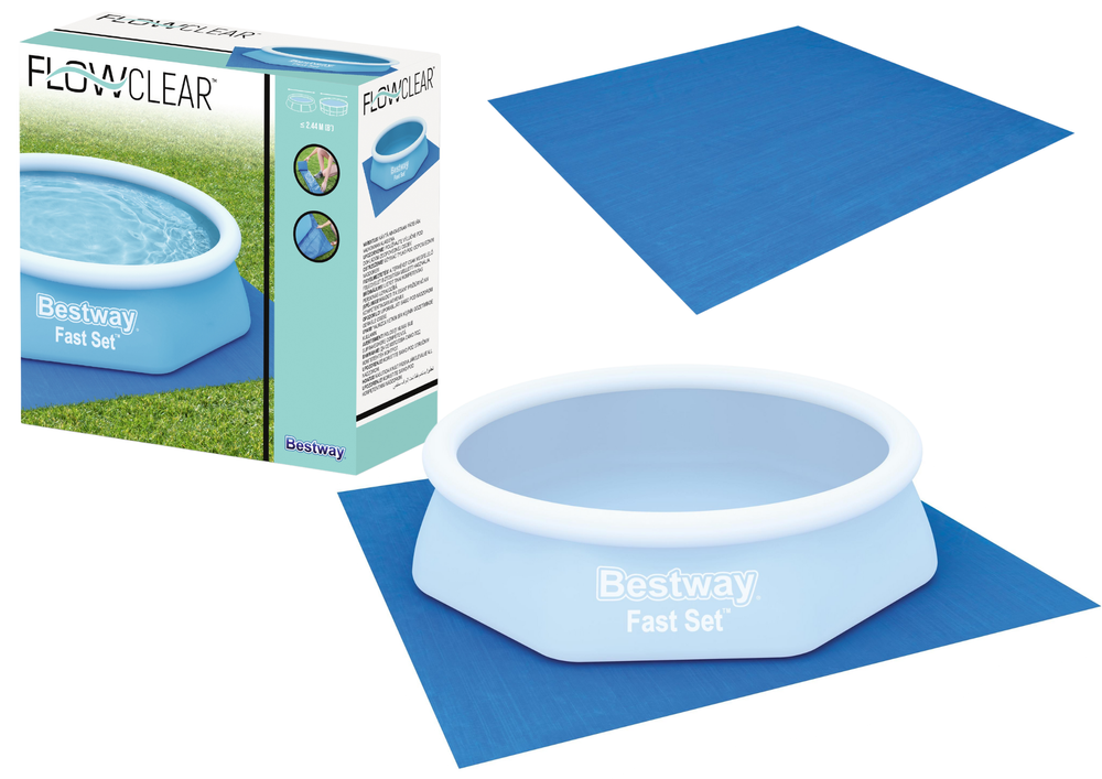 Ochranná podložka pod bazén 274 × 274 cm Bestway z PVC, modrá, s tepelnou izoláciou