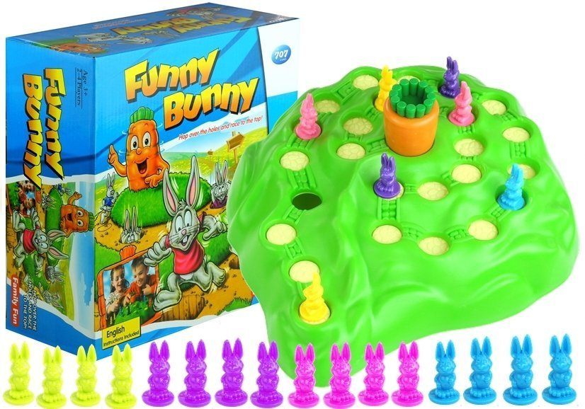 Zábavná Budková Hra - Zajíčci závodí o Mrkvičku LEAN Toys 3+ 30 x 30 x 7 cm 2-4 hráči — Celkový pohled
