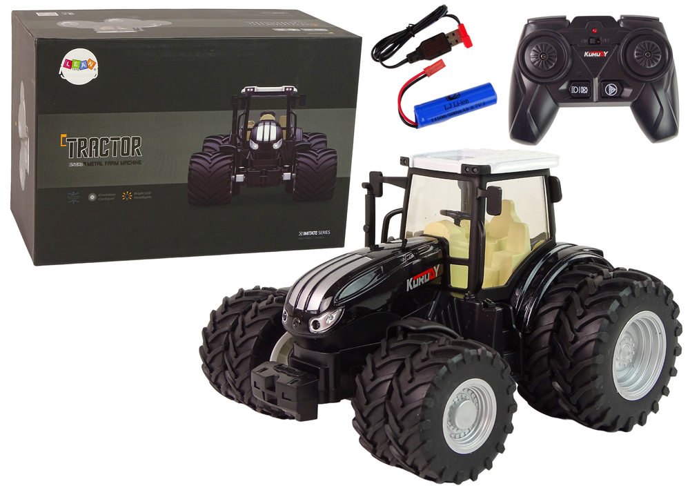 Dálkově Ovládaný Traktor R/C Černý 2,4G Kovový