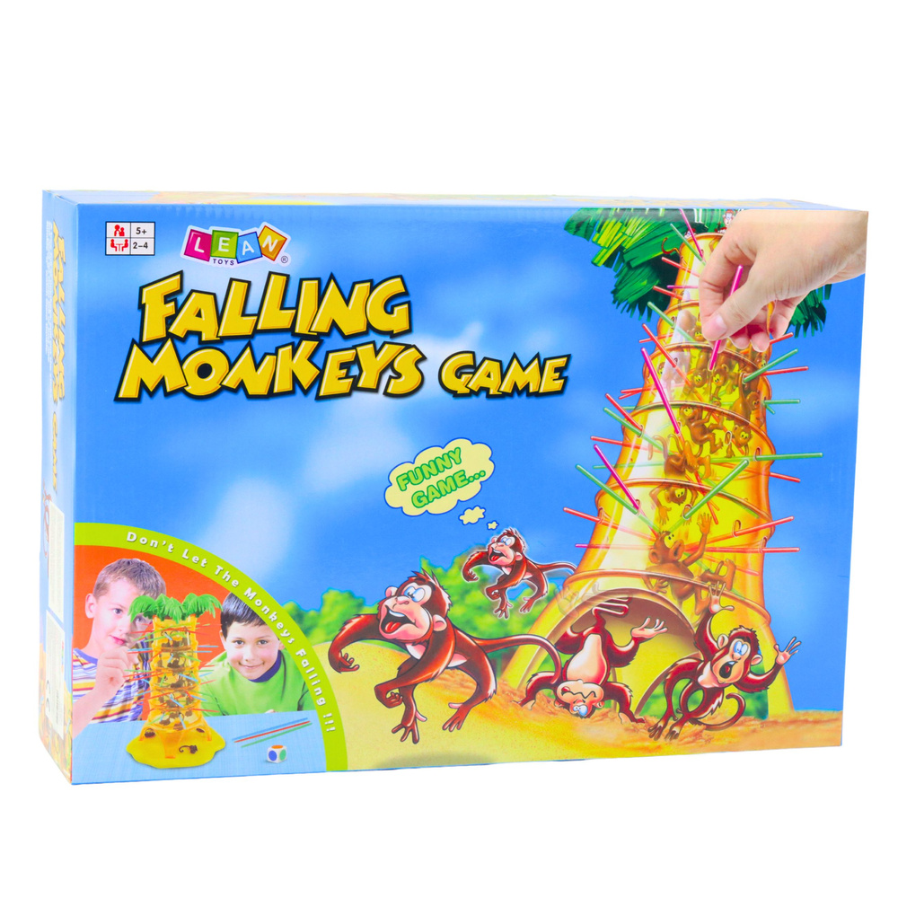 Dřevěná hra Skákající Spadnoucí Opičky LEAN Toys 26 x 9 x 37 cm +3 let — V provozu
