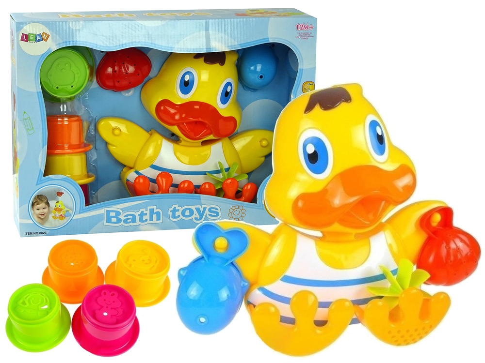 Hračka do vany káčatko LEAN Toys sada s kelímkami a formičkami pre deti