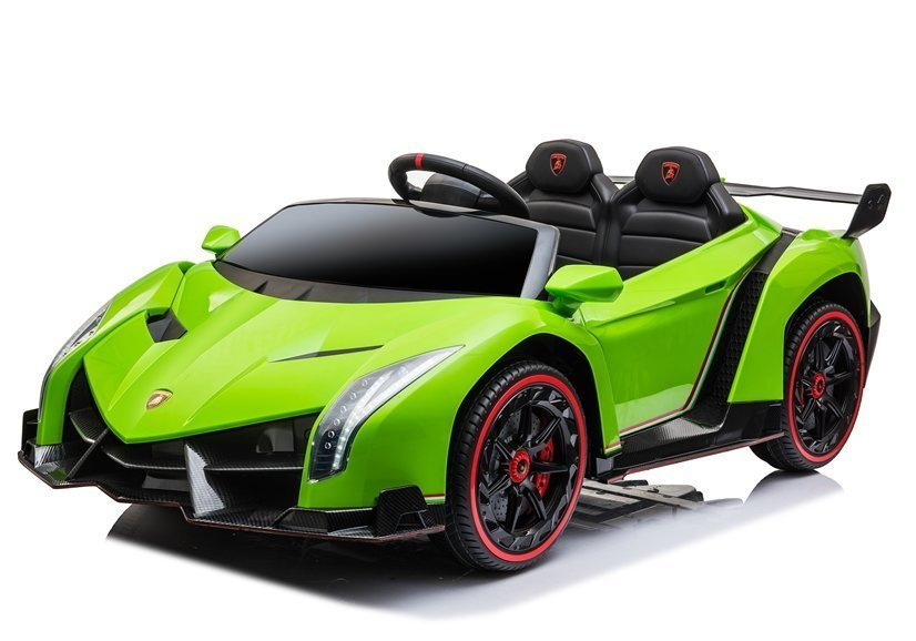 Dětské elektrické auto Lamborghini Veneno zelené LEAN CARS 2 sedadla 24V 3-5 km/h 30 kg 3-8 let — V provozu