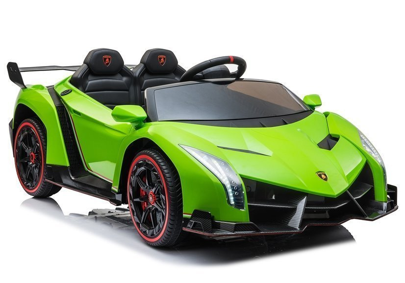 Dětské elektrické auto Lamborghini Veneno zelené LEAN CARS 2 sedadla 24V 3-5 km/h 30 kg 3-8 let — Celkový pohled