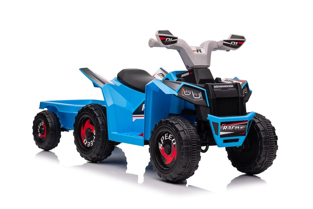 Elektrická štvorkolka LEAN Toys XMX630T modrá s prívesom 6V 45W pre deti