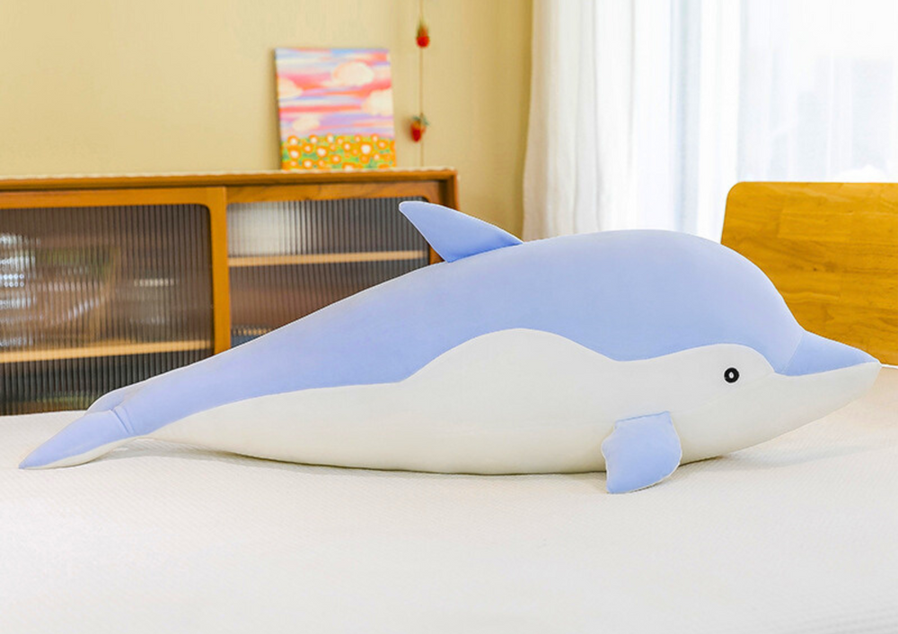 Plyšový delfín LEAN Toys, modrý, 30 cm, pro děti od 3 let — Celkový pohled