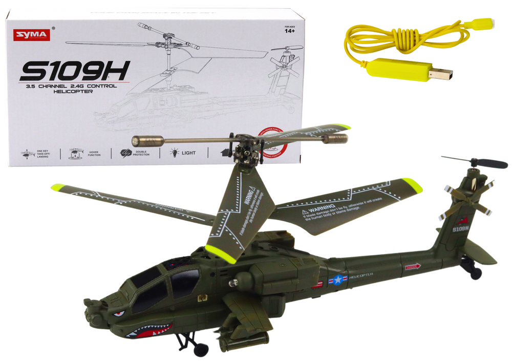 Vojenský vrtulník Apache na dálkové ovládání RC Syma S109H Khaki