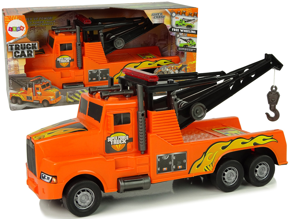 Holovací nákladní auto 1:10 Oranžové s lanem LEAN Toys — Celkový pohled