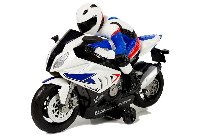 Motocykl na dálkové ovládání LEAN Toys 2.4 GHz bílý pro děti od 3 let — Detail
