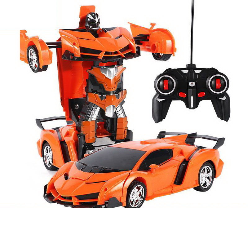 Robotické Auto 2v1 R/C LEAN Toys s LED světly a zvukem - drift oranžové pro děti 6+