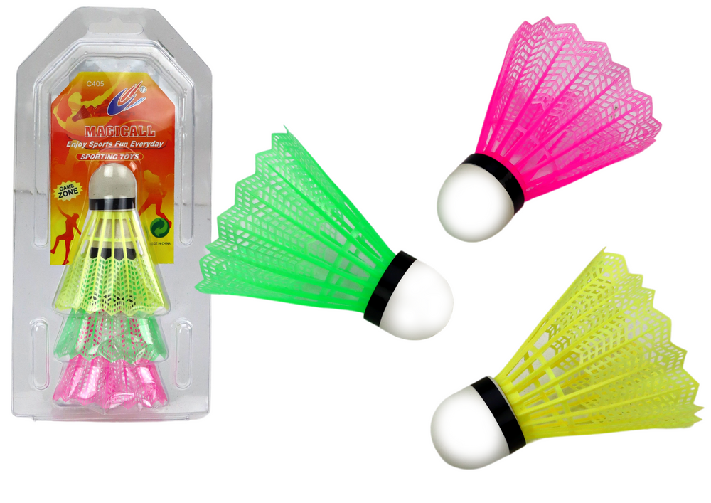 Sada Klasických Barevných Badmintonových Košíčků LEAN Toys 3ks - růžová, zelená, žlutá