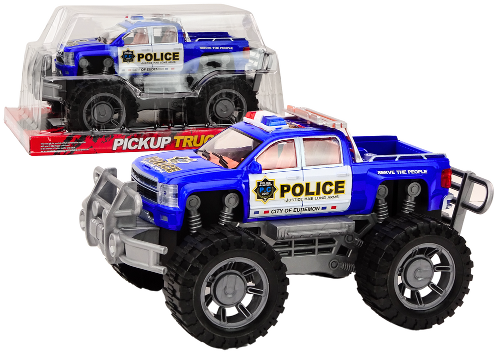 Policejní pickup Lean Toys modrý terénní vůz pro děti od 3 let s realistickým designem