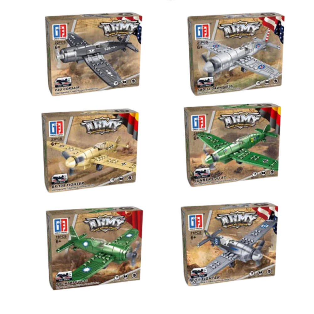 Stavební kostky LEAN Toys - Vojenské letadlo s pohonem — V provozu