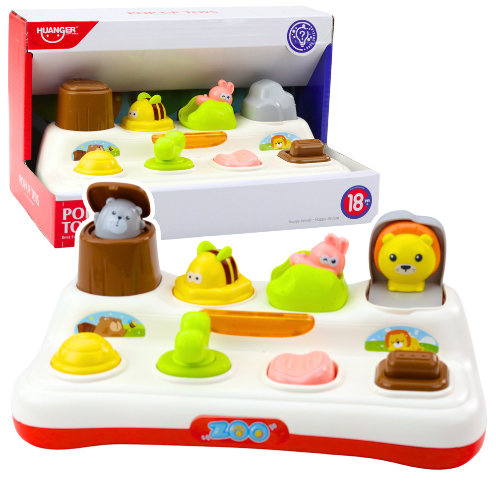 Interaktivní edukační hračka LEAN Toys Pop-Up Světla Zvířátka, 18 měsíců+, 25,5 x 13 x 10 cm — Celkový pohled