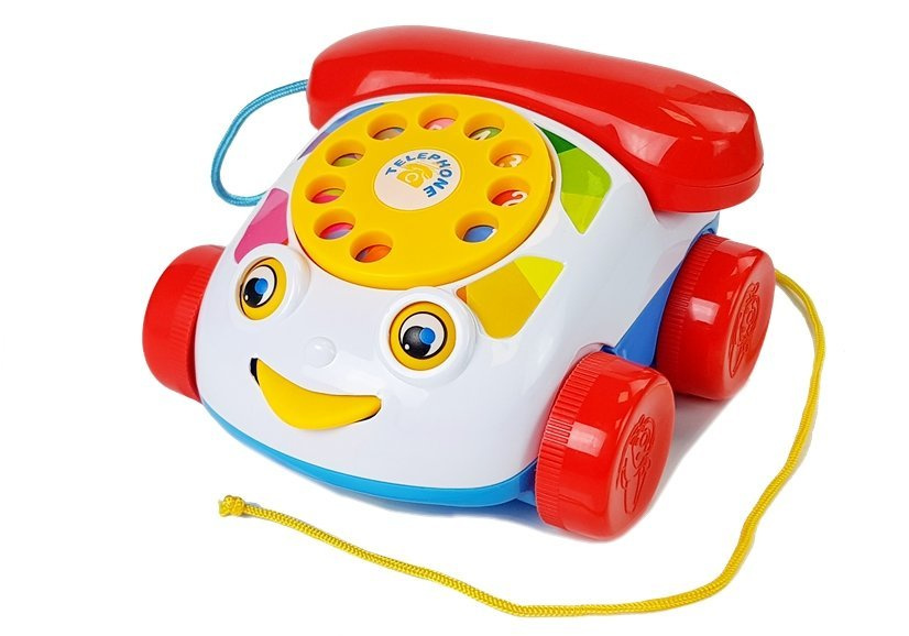 Dětský vlečný telefon na kolečkách se sluchátkem na baterie LEAN Toys s rozvojem manuálních schopností a rozlišování barev pro děti od 9 měsíců — Detail sluchátka