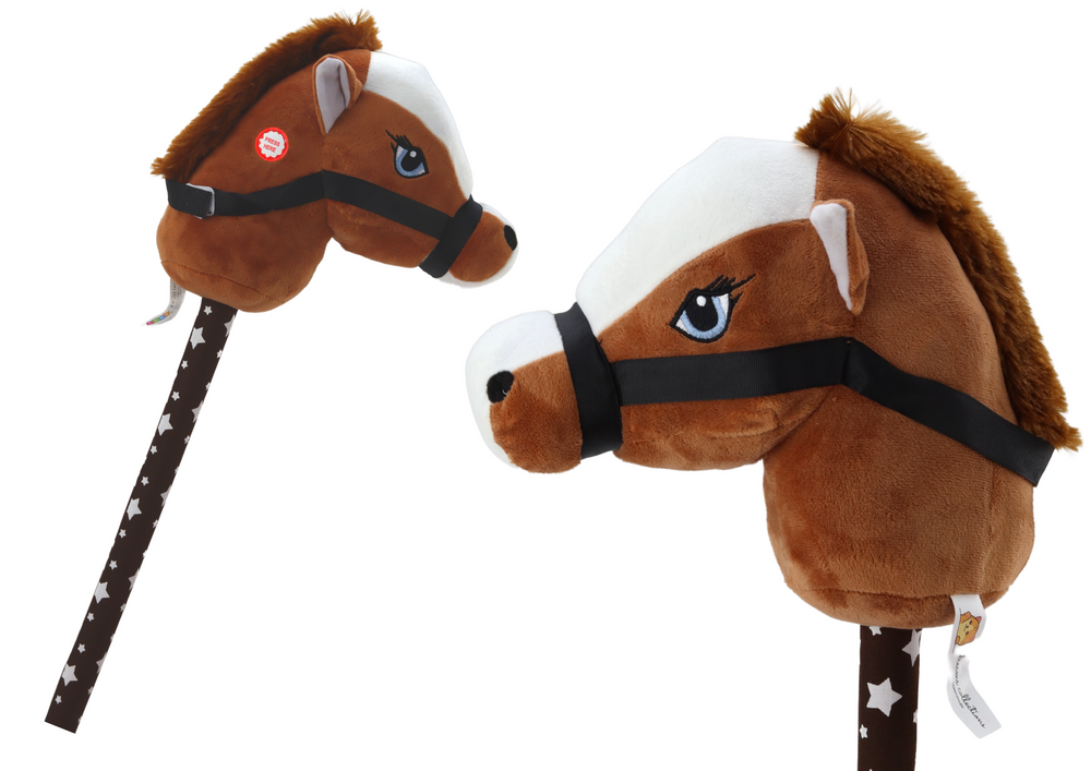 Plusová Hlava Koně Na Tyči Hobby Horse Kůň Krátkosrstý Tmavohnědý Zvuky