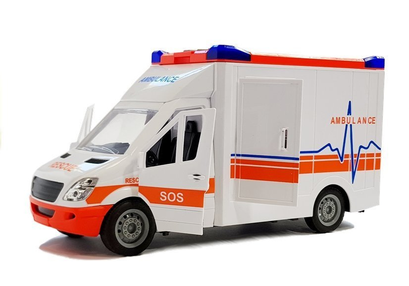 Ambulance LEAN Toys s nosítky, zvukem a světlem — V provozu