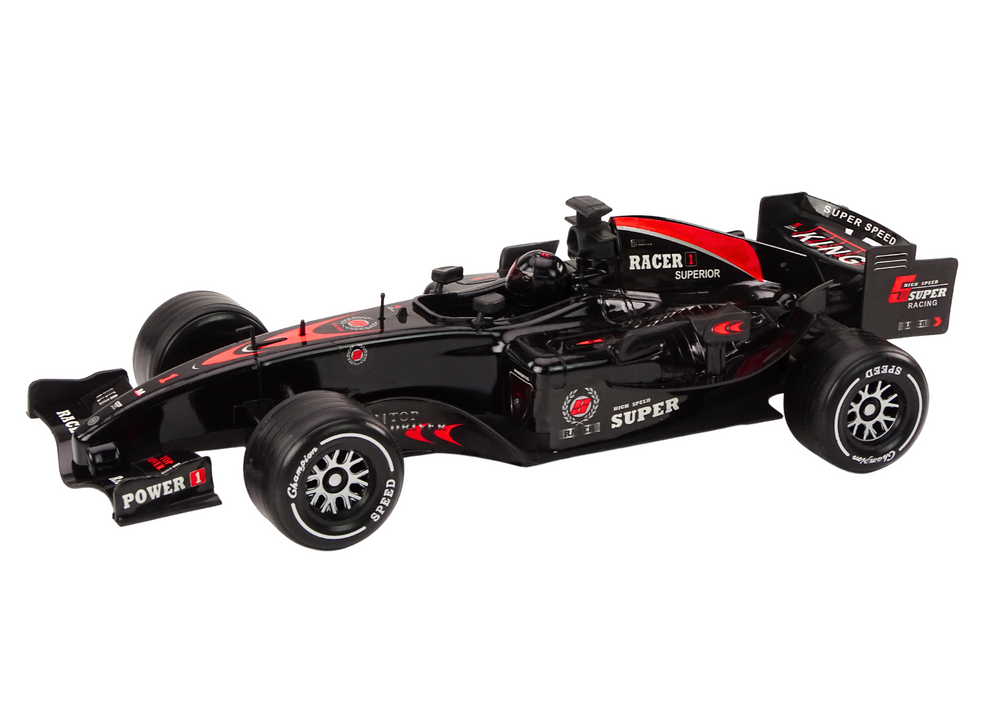 Závodní Auto F1 Sportovní Černé 1:14 Zvukové Efekty — V provozu