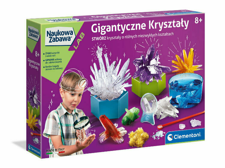 Vědecká zábava Obří krystaly Clementoni – vytvořte si vlastní geodu a krystaly, které svítí ve tmě, vhodné pro děti od 8 let — V provozu
