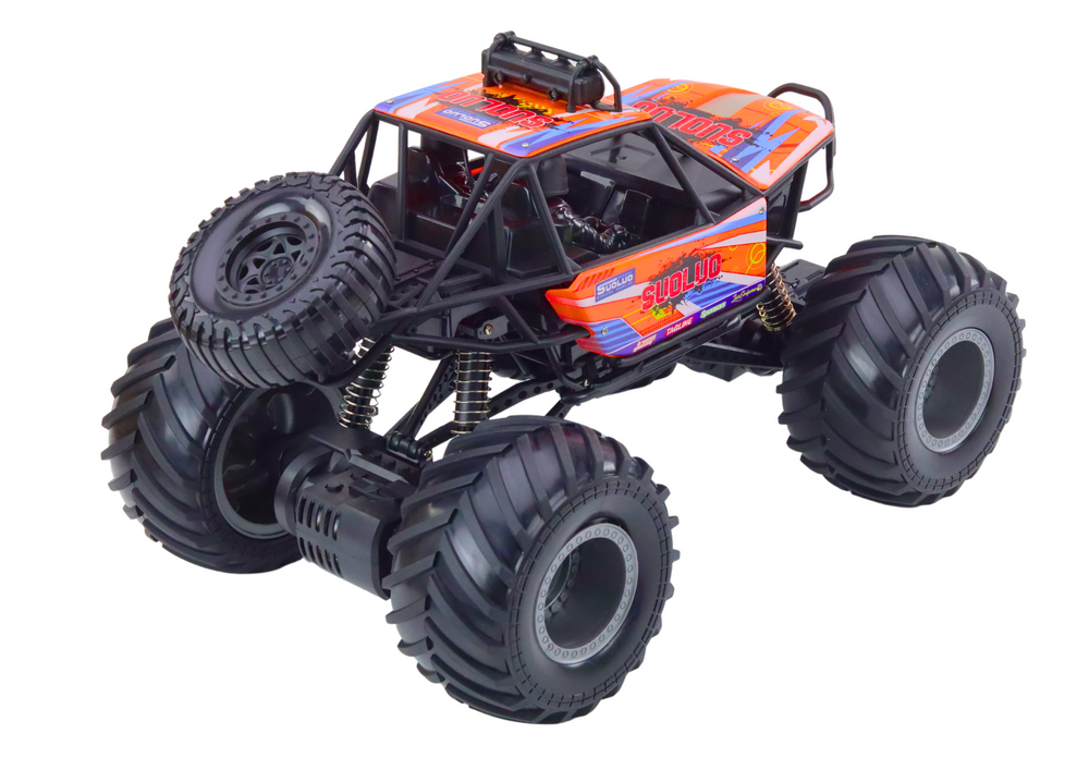 LEAN Toys RC Terénní Auto 1:8 Oranžové s Tlumiči, 32 cm, pro děti od 6 let — V provozu