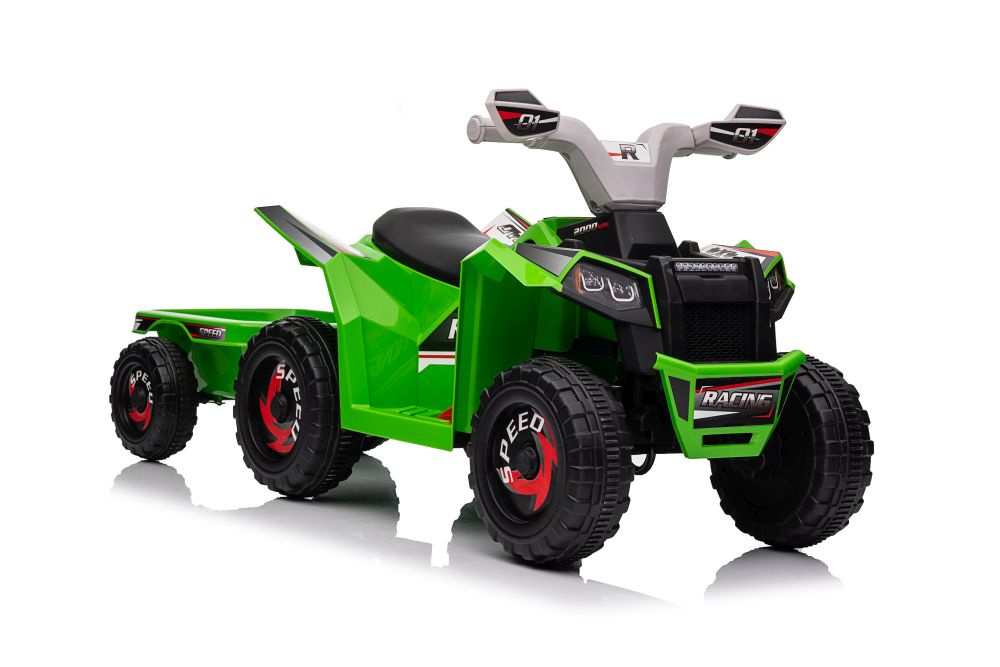 Čtyřkolka LEAN Toys XMX630T 6V s přívěsem - zelená elektrická čtyřkolka pro děti s Bluetooth