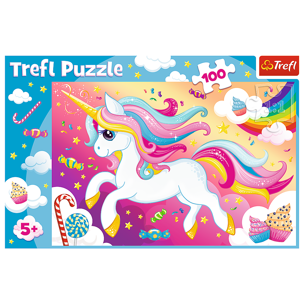 Puzzle 100 dílků - Krásný jednorožec, LEAN Toys — V provozu