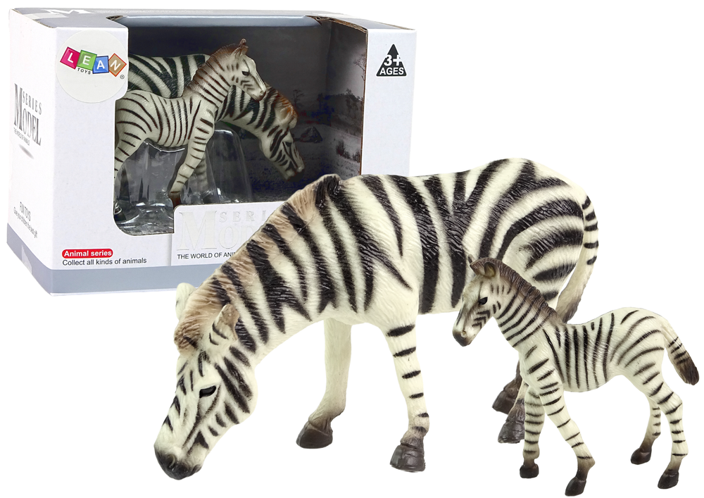 Sada 2 figurek zebra s mládětem figury zvířata LEAN Toys 16 cm — Celkový pohled