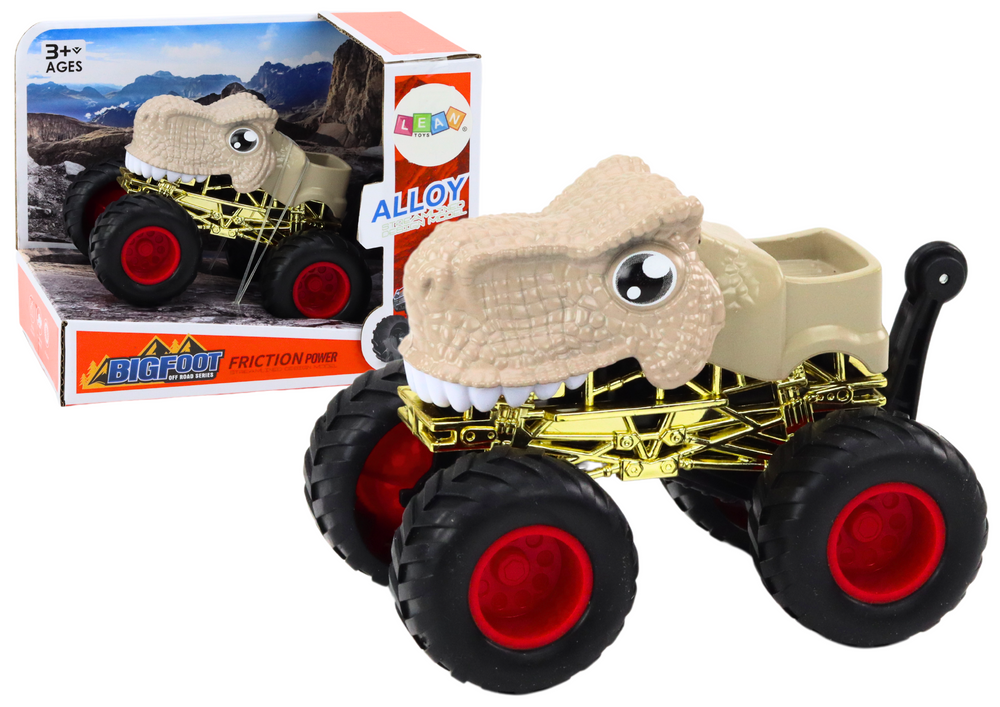 Terénní Auto Dinosaur Velká Gumová Kola Béžové