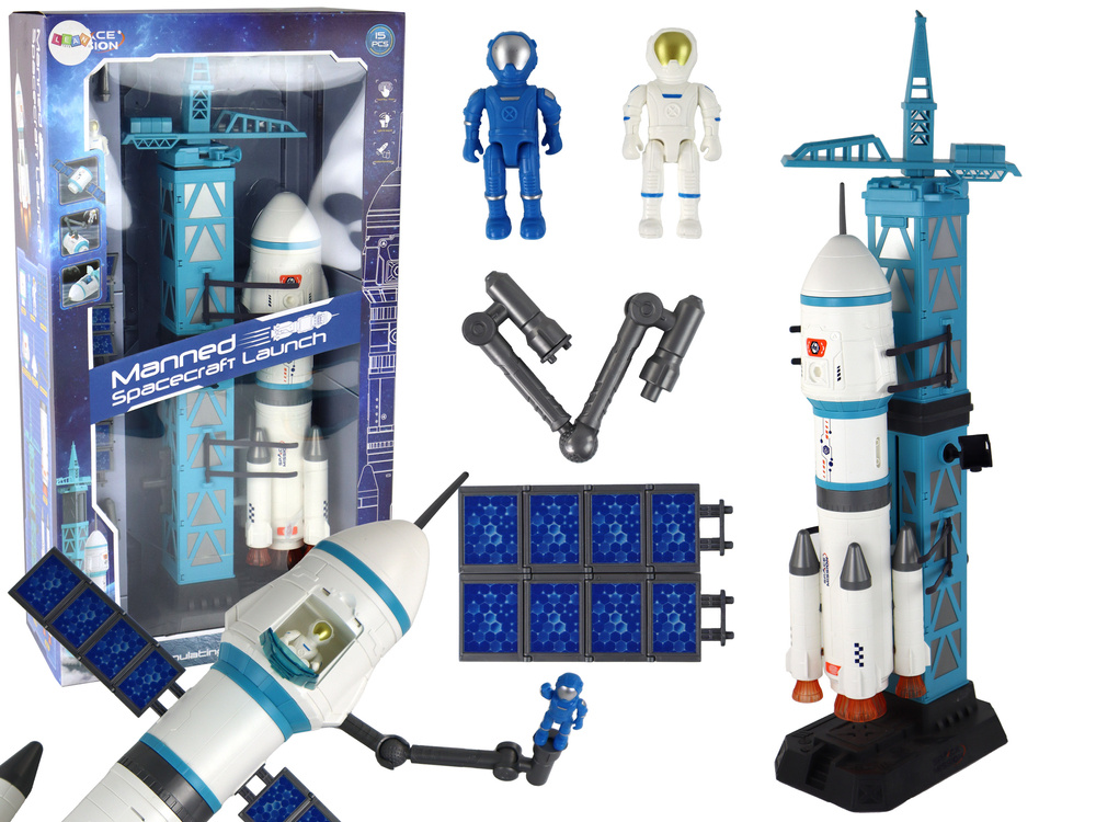 Hračka Kosmická Mise Raketová Střela Astronauti Odpalovací Rampa 15 Prvky