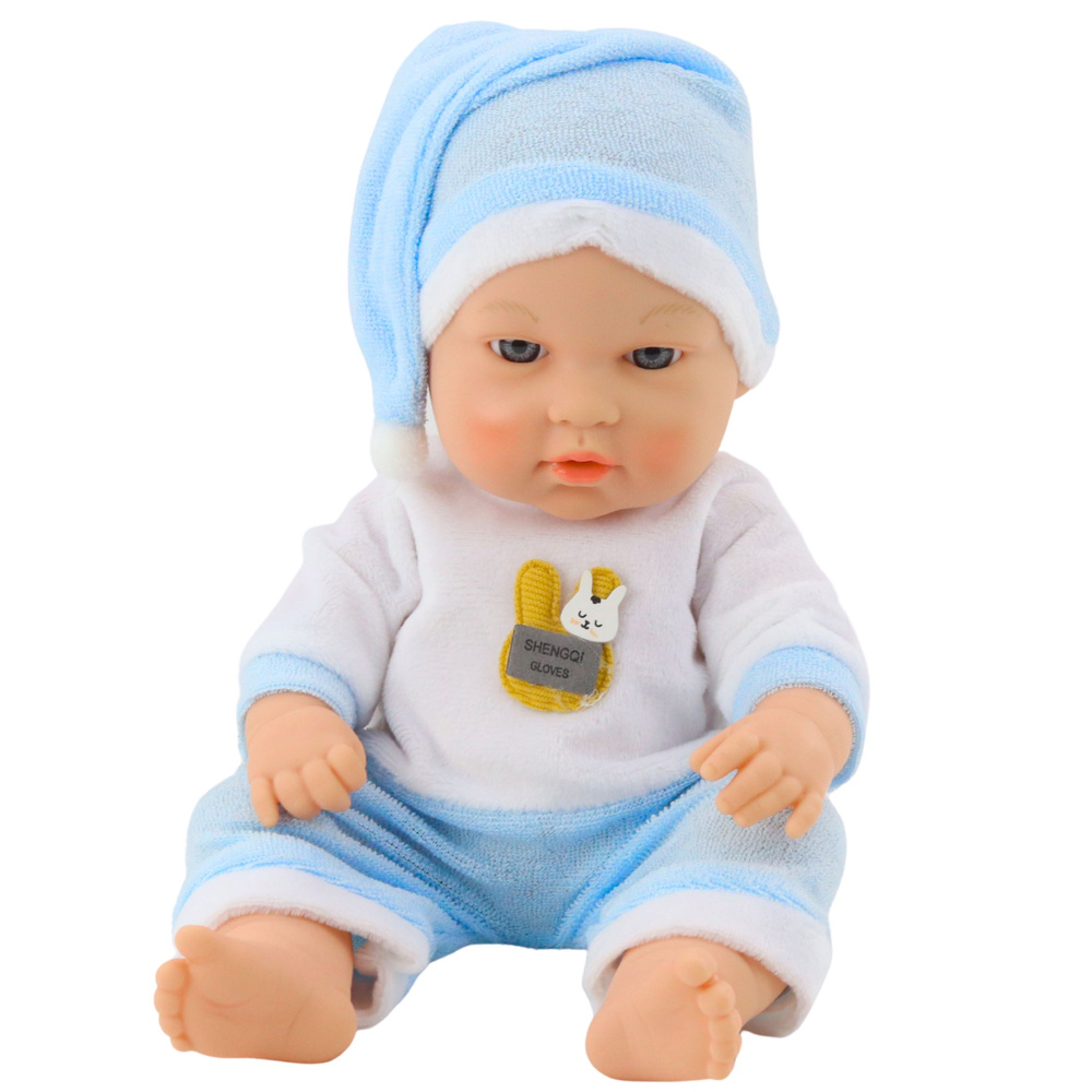 Panenka LEAN Toys v Modrém Pyžamu s Čepičkou, Pohyblivé Končetiny, 30 cm — Detail panenky