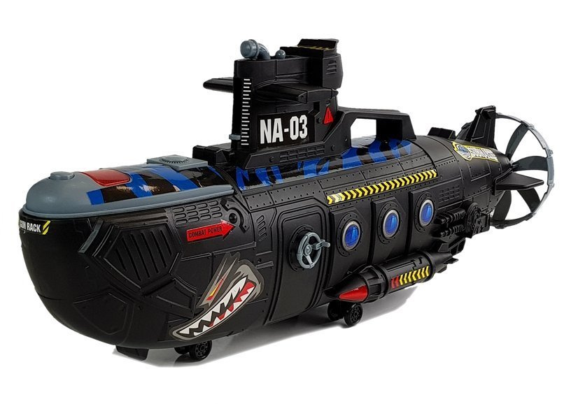 Vojenská ponorka 54 cm s vrtulníkem a zvuky od LEAN Toys pro děti od 3 let — Detail
