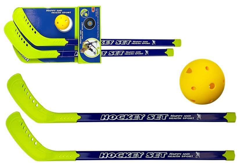 Dětské hokejky s míčkem a pukem Floorball, LEAN Toys, pro děti od 3 let — Celkový pohled