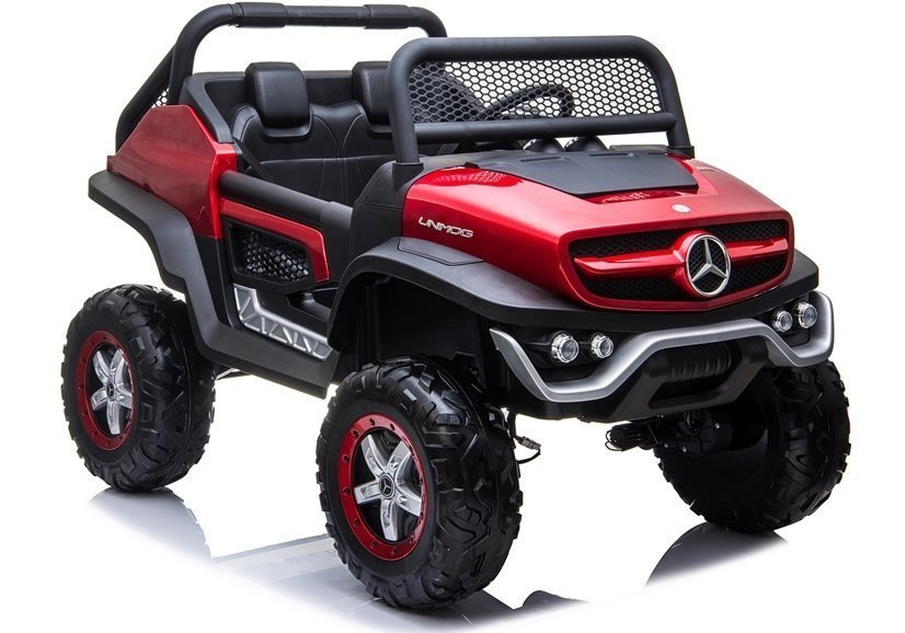 Elektrické autíčko Mercedes Unimog 4x4 červené, LEAN Toys, 4×45 W, 12 V/14 Ah, diaľkové ovládanie 2,4 GHz
