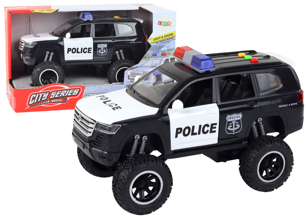 Černý Terénní Vůz Policie Raptor Otevírací Dveře Zvuk Světla