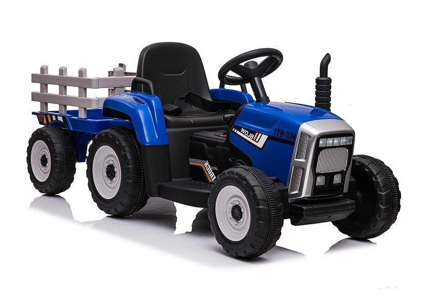 Elektrický traktor na batérie LEAN Toys XMX611 s prívesom 12 V – modrý pre deti vo veku 3–8 rokov