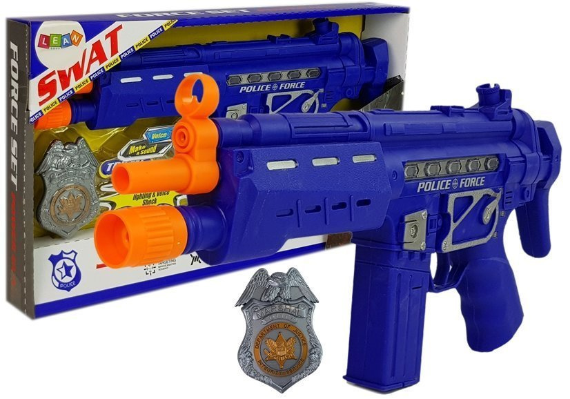 Policejní pistole odznak modrá zvuk světelné efekty 37cm — Celkový pohled