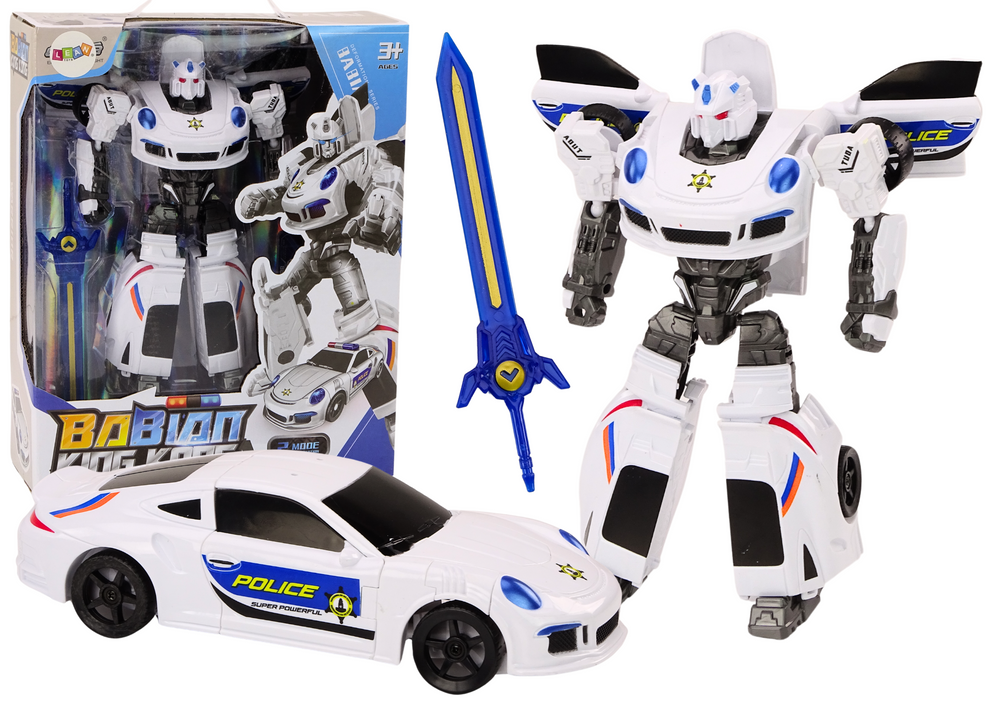 Auto-Robot 2v1 Transformace Policejní Auto Bílé