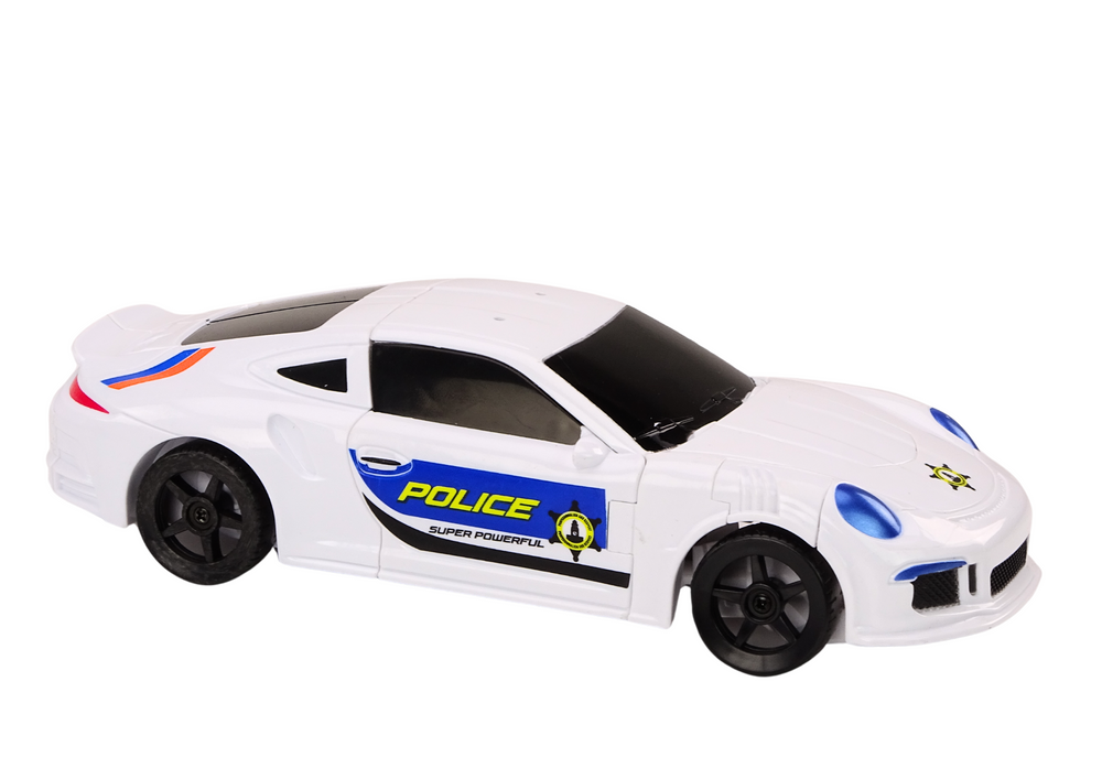 Auto-Robot 2v1 LEAN Toys Bílá, transformace z auta na robota, pro děti od 3 let — Detail