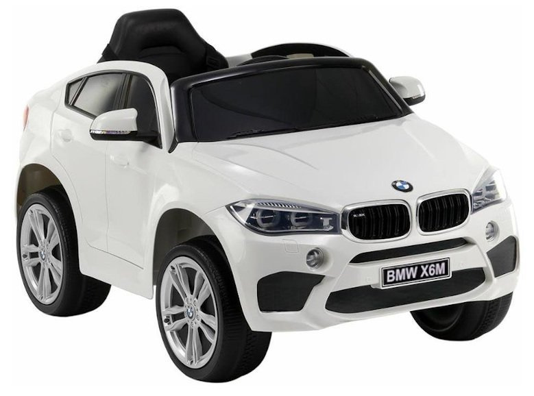 Dětské elektrické autíčko BMW X6 bílé s koženým sedadlem, 2x45W motory, EVA kola, dálkový ovladač