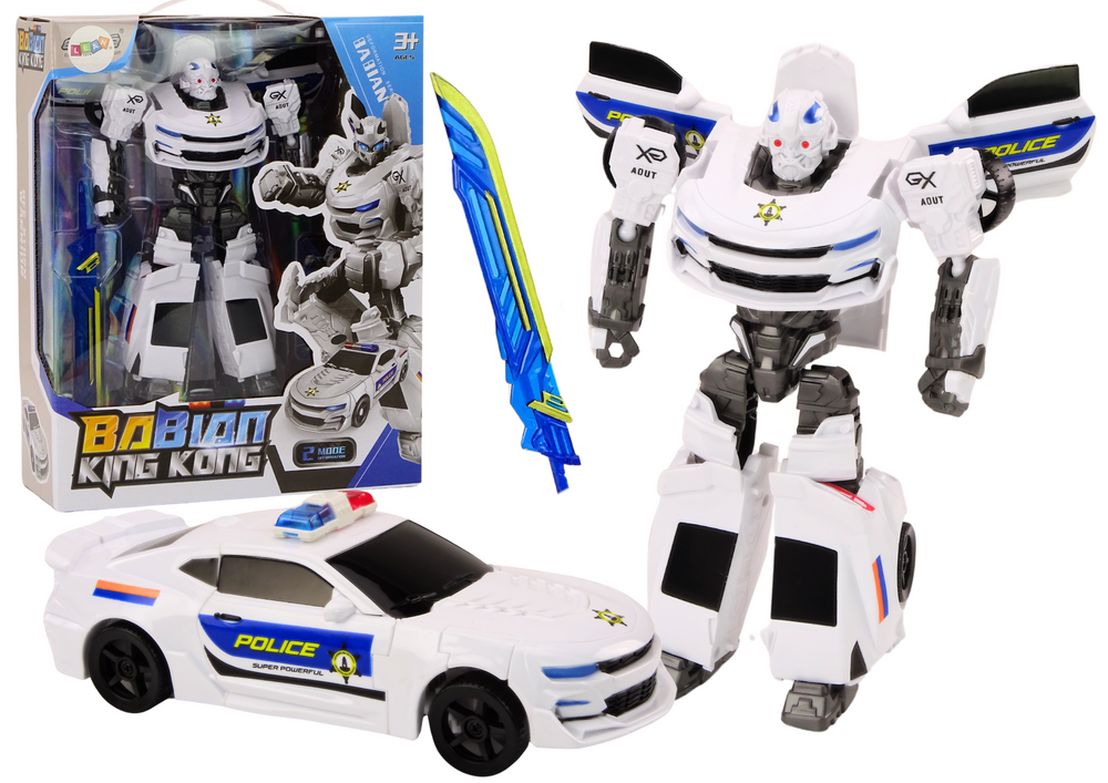 Transformerský 2v1 Policejní Auto-Robot Bílý