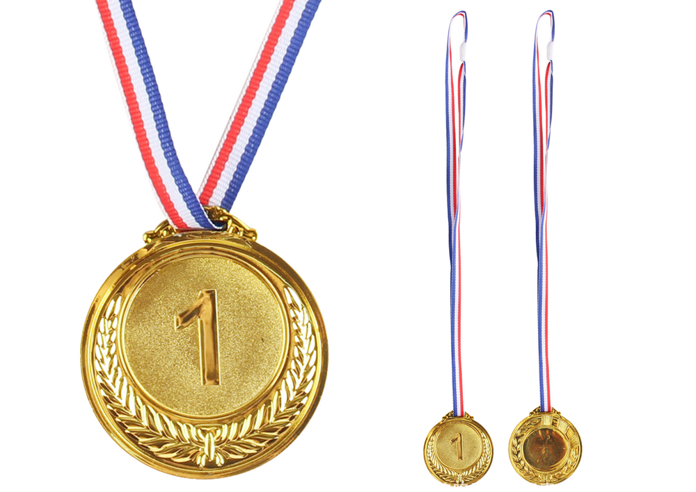 Zlatá medaile prvá miesto - Zinková trofeja LEAN Toys 6,5 cm na ocenenie víťazov