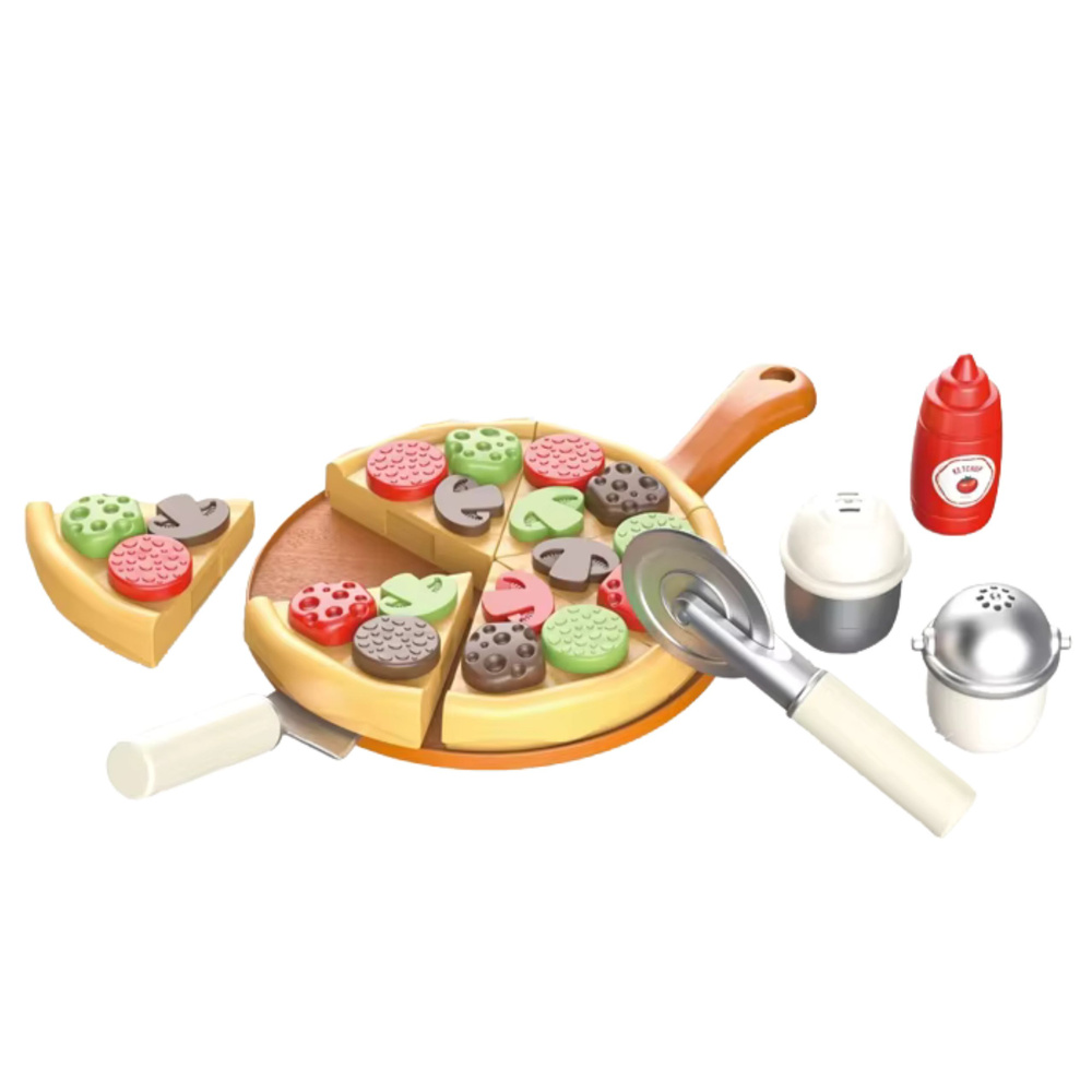 Dětský kuchyňský set: vafly a pizza s příslušenstvím pro kreativní hraní — V provozu