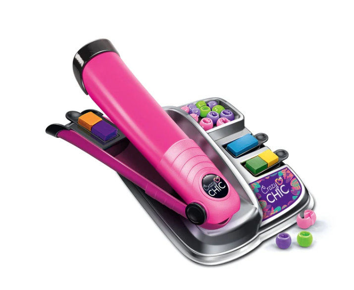 Sada pro kreativní barvení vlasů Crazy Chic – dětská salonní zábava s prostownicí a korálky LEAN Toys — Detail