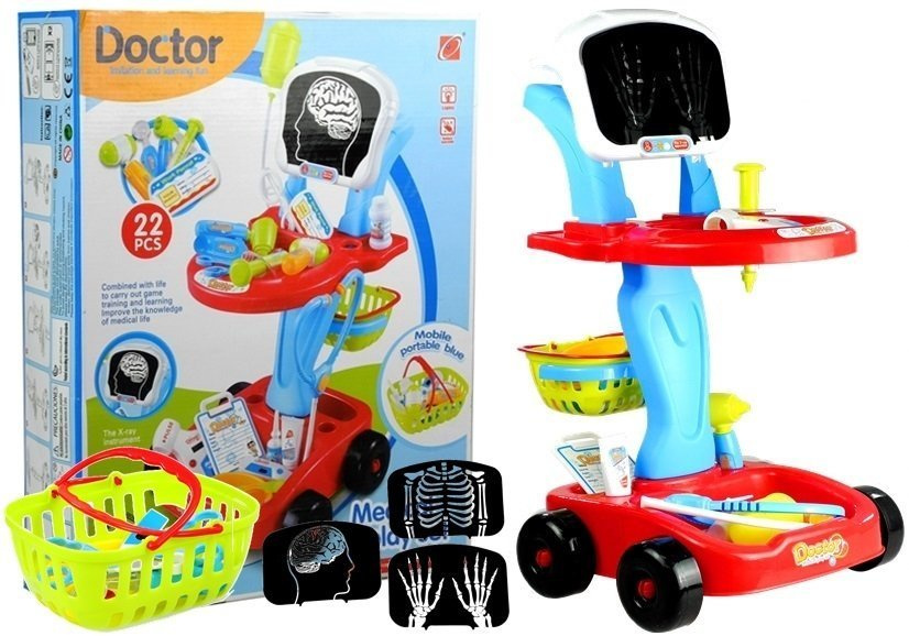 Lékařský vozík LEAN Toys s 22 prvky — Celkový pohled