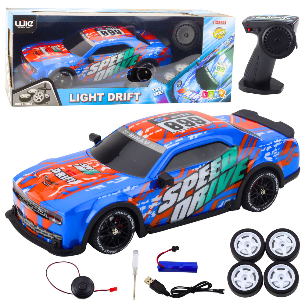 Driftovací RC auto LEAN Toys s LED podsvícením pro děti od 8 let — Celkový pohled
